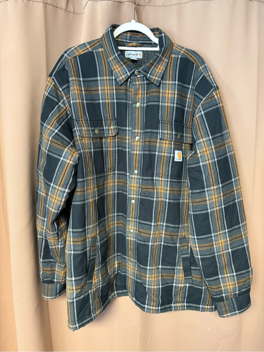 Carhartt Sherpa-Lined Plaid Flannel Shirt Jacket 2XL